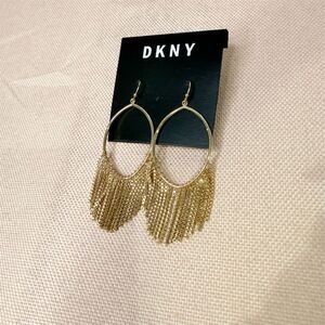 DKNY Gold-Tone Chain Fringe Hoop Earrings